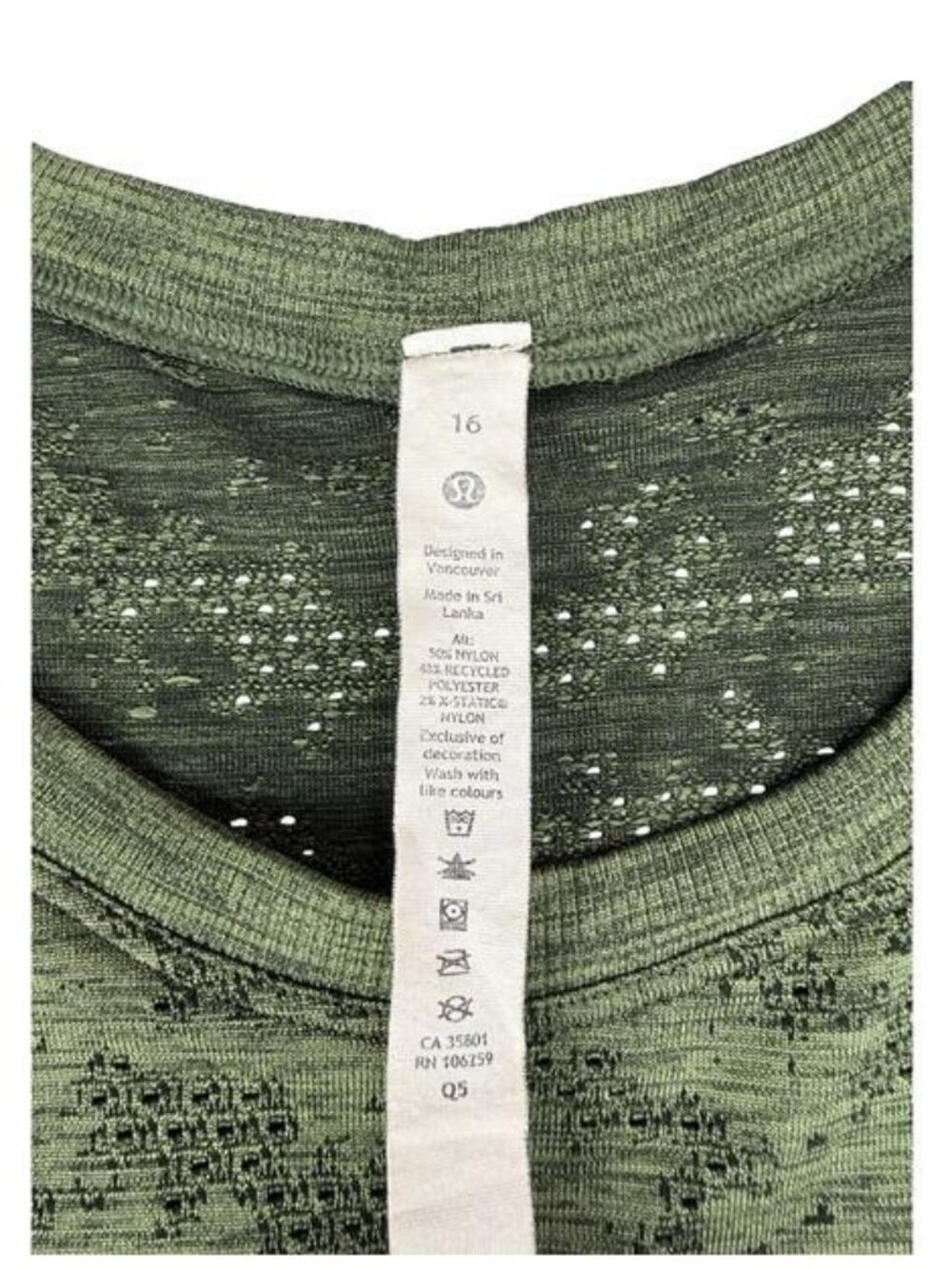 Lululemon Swiftly Breathe Muscle Tank Top size 16 in Dot Scape Rainforest Green - Picture 4 of 6